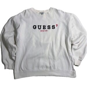 Vintage Guess Sweatshirt Size Large Guess ? Jeans Spellout 90s Y2K White